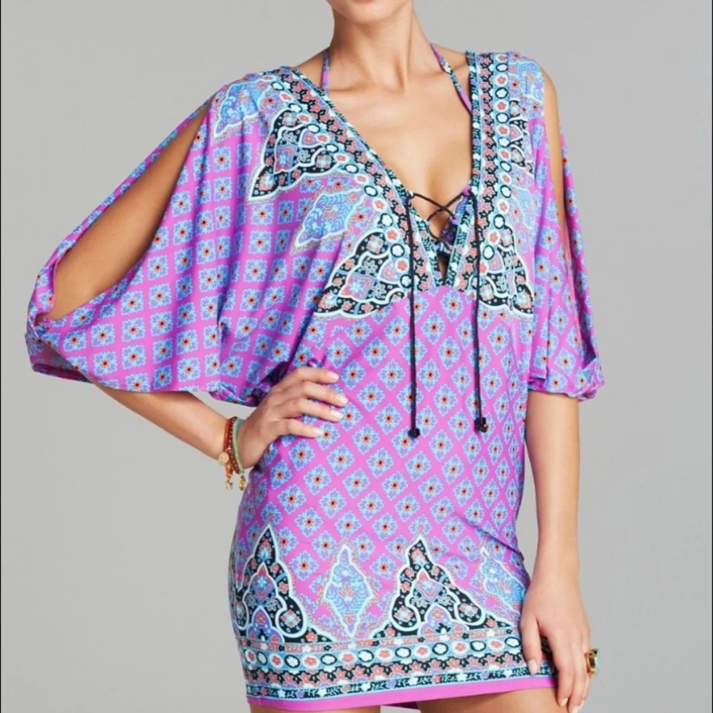 ❤️HOST PICK❤️🏊‍♀️NANETTE LEPORE SWIM Moroccan Deep V Swim Suit Cover-Up - Picture 2 of 10